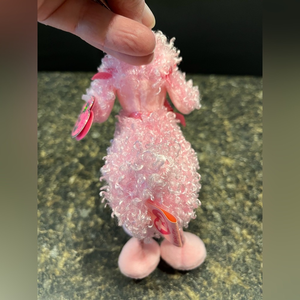 2005 Ty Pinky Poo Keychain or Bag Charm Beanie Baby Pink Poodle - Picture 4 of 11